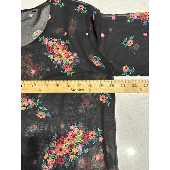 Cabi Top Pullover Sheer Black Floral Long Sleeve Whimsygoth Dark Witchy M - Picture 8 of 9